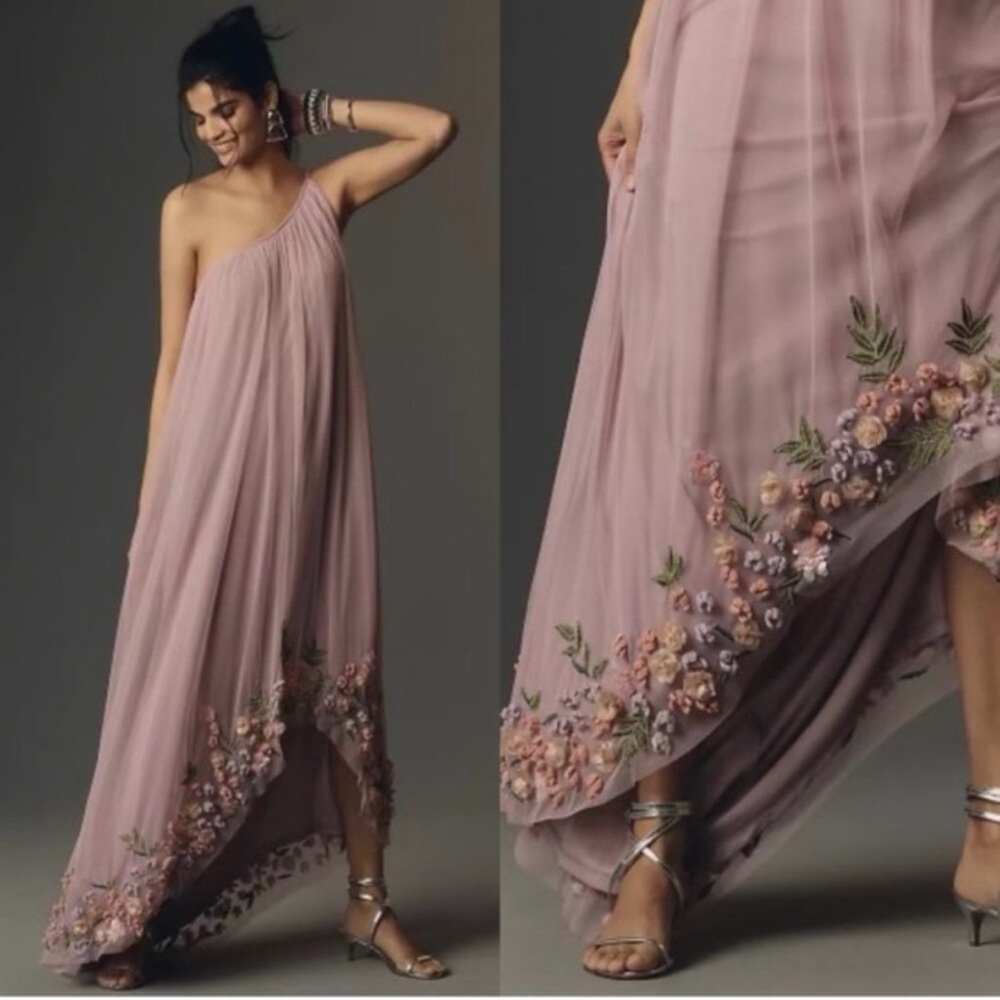 Mac Duggal NWT 9236 One Shoulder Trapeze Embellished High Low Gown